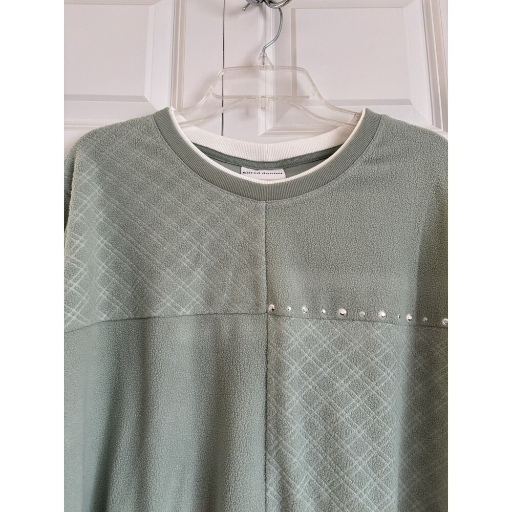 ALFRED DUNNER PLUS SIZE 3X GREEN SWEATER PULLOVER CREW NECK FLEECE LONG SLEEVE - Picture 4 of 7